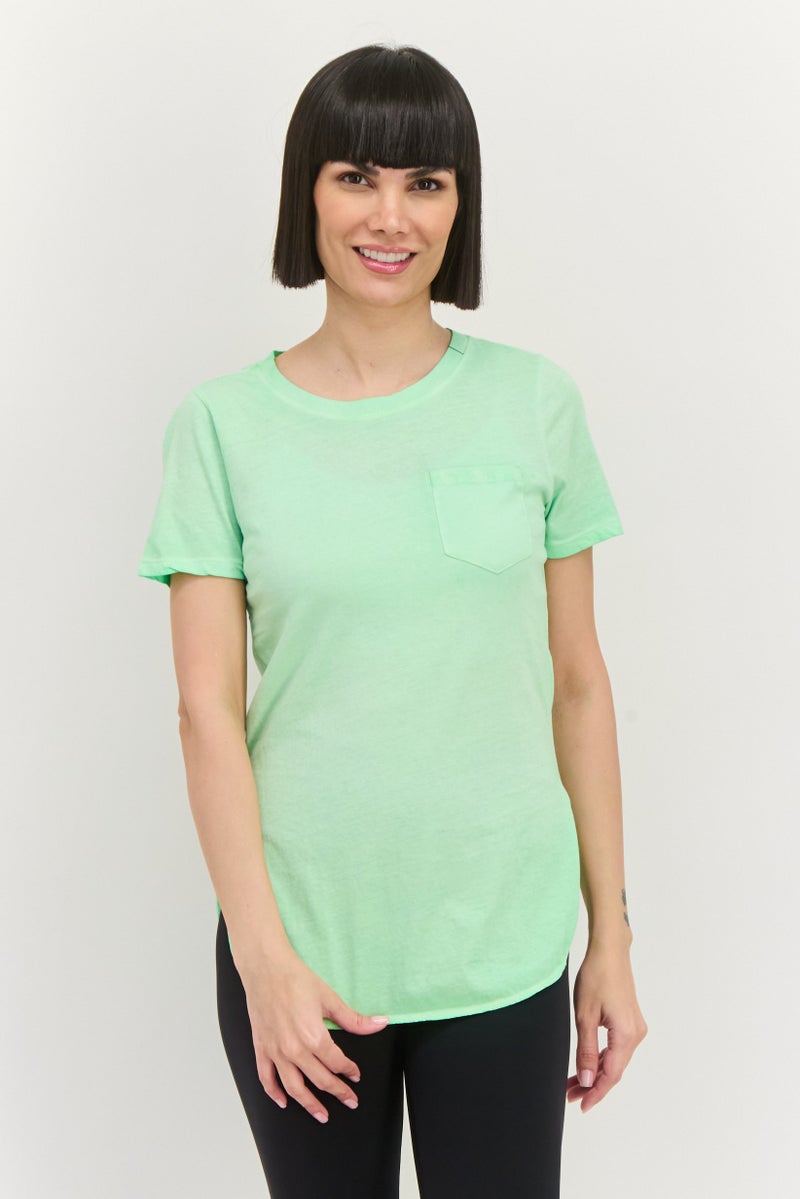 SKECHERS Women Sportswear Fit Short Sleeve Training T-Shirts, Lime Green  - Image 1
