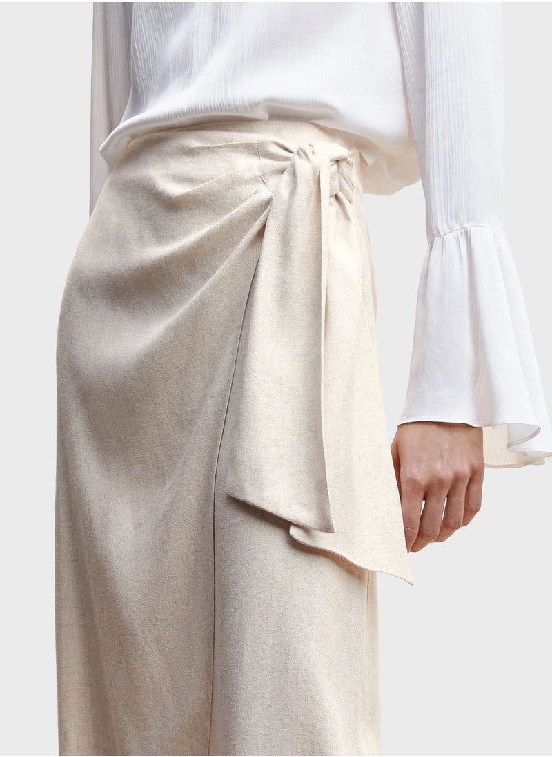 MANGO - Tie Detail High Waist Skirt - Image 1