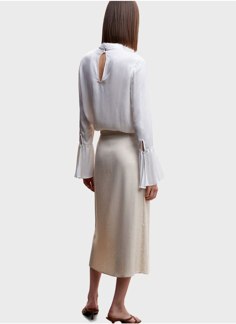 MANGO - Tie Detail High Waist Skirt - Image 1