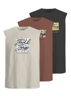 JACK & JONES 3 Pack Jorsplit Tee Sl Crew Neck Vest  - Image 1
