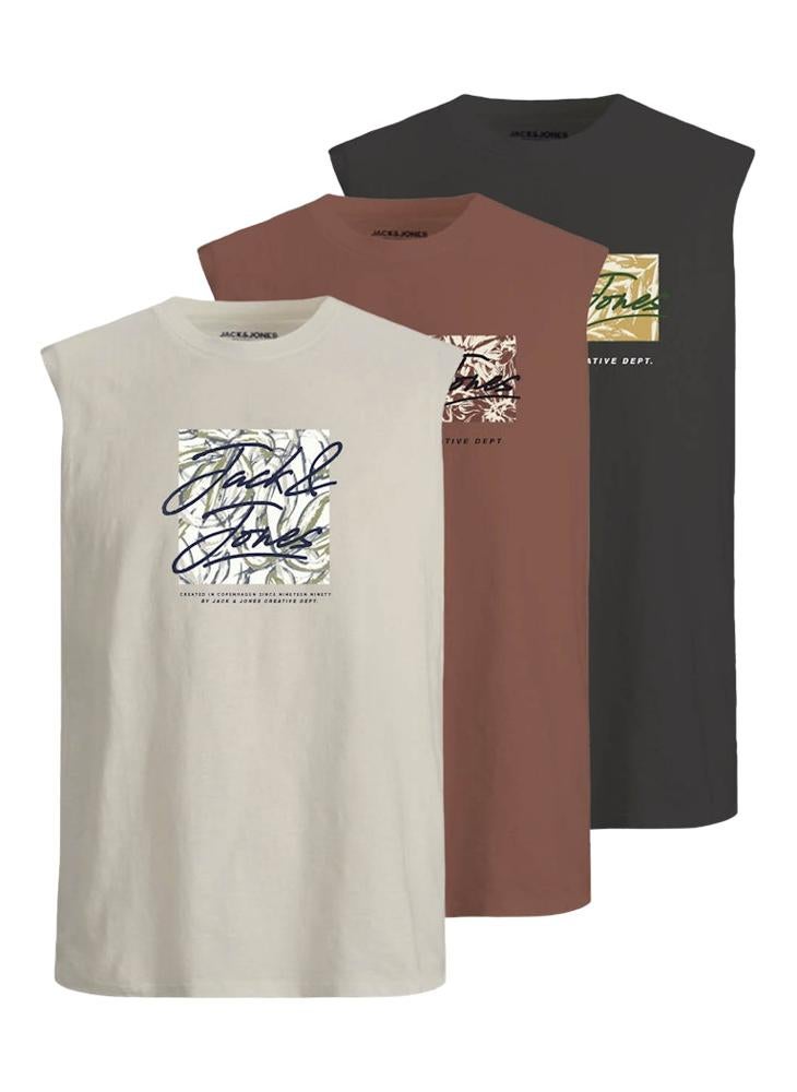 JACK & JONES 3 Pack Jorsplit Tee Sl Crew Neck Vest  - Image 1