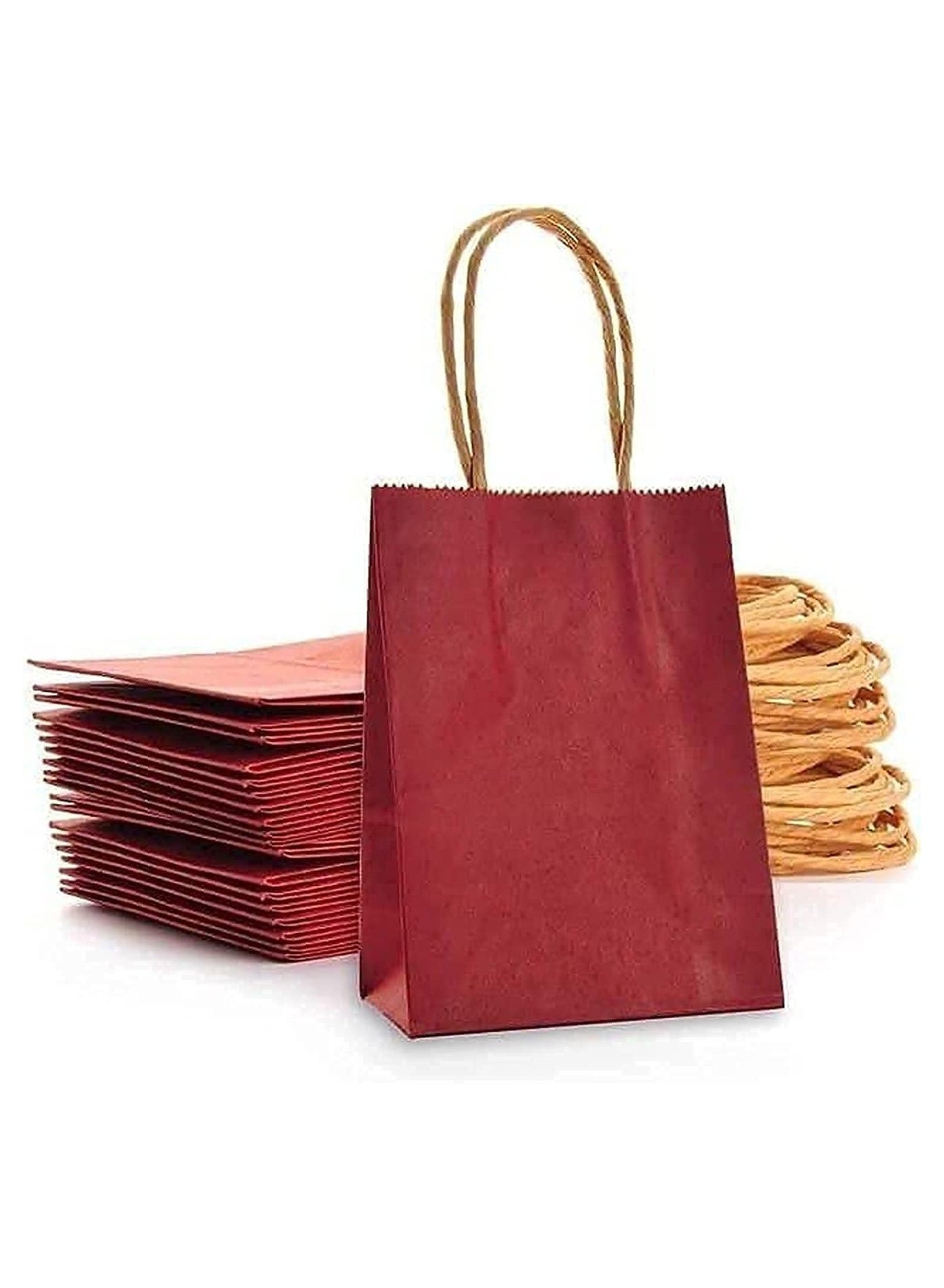 Maroon Paper bags with handles 15x11x6 cm Small Kraft Gift bags for Birthday Party Favors Weddings Merchandise Goodies Baby Shower 24 Bags