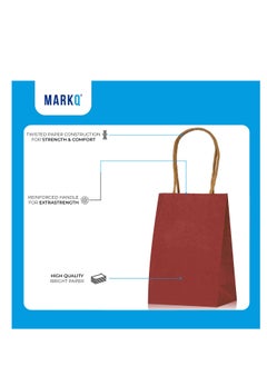 MARKQ Maroon Paper bags with handles 15x11x6 cm Small Kraft Gift bags for Birthday Party Favors Weddings Merchandise Goodies Baby Shower 24 Bags  - Image 5