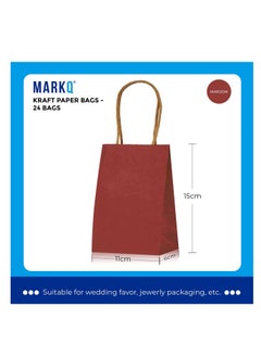 MARKQ Maroon Paper bags with handles 15x11x6 cm Small Kraft Gift bags for Birthday Party Favors Weddings Merchandise Goodies Baby Shower 24 Bags  - Image 4