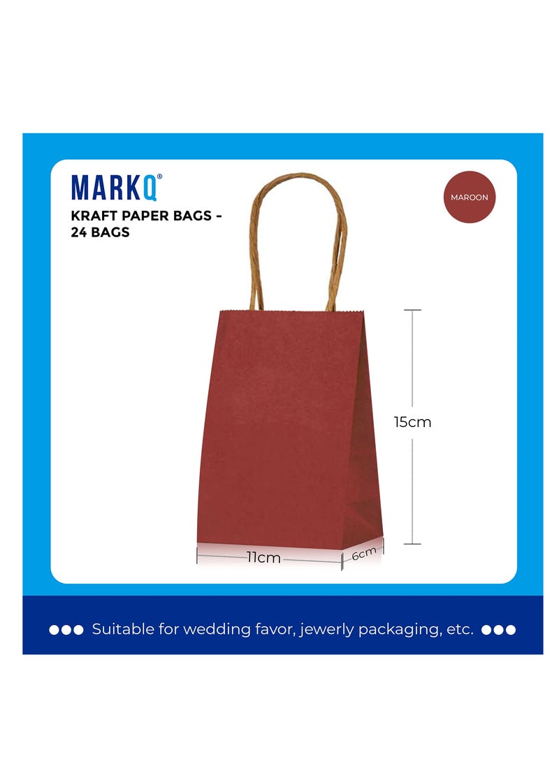 MARKQ Maroon Paper bags with handles 15x11x6 cm Small Kraft Gift bags for Birthday Party Favors Weddings Merchandise Goodies Baby Shower 24 Bags  - Image 4