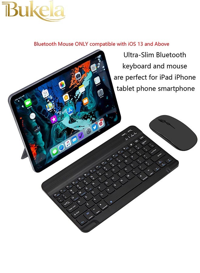 Bukela Rechargeable Bluetooth Keyboard and Mouse Combo Ultra-Slim Portable Compact Wireless Mouse Keyboard Set for Android Windows Tablet Cell Phone iPhone iPad Pro Air Mini, iPad OS/iOS 13 and above (Black) - Image 2