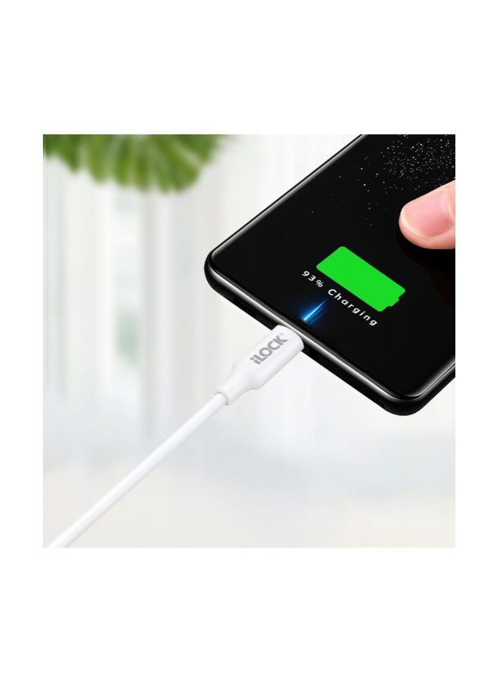 ILOCK 5086 Micro USB Charger Cable, Fast Charging & Data Sync, Durable Nylon Braided Cord, Compatible with Android Phones, Tablets, Cameras & More – 1M/3.3ft - White - Image 3