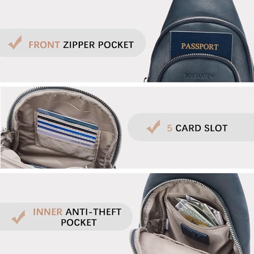 BOSTANTEN Sling Bag for Women Leather Crossbody Bag Vintage Cross Body Purse for Travel with Guitar Strap, Bohemian Style - Image 4
