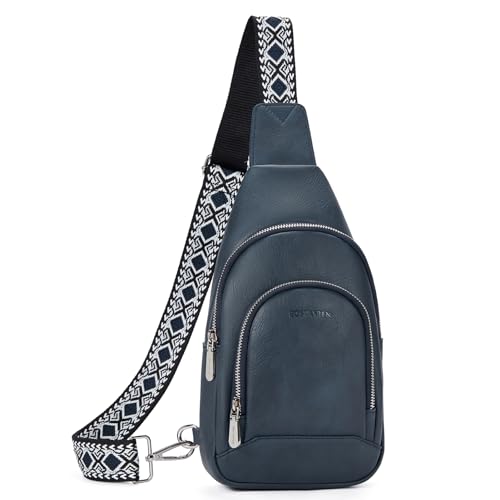 BOSTANTEN Sling Bag for Women Leather Crossbody Bag Vintage Cross Body Purse for Travel with Guitar Strap, Bohemian Style - Image 1