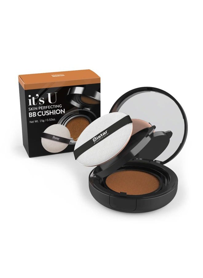 Sistar Skin Perfecting BB Cushion Full Coverage Long Lasting Natural Glow Foundation On The Go Case With Mirror (Medium) - Image 2