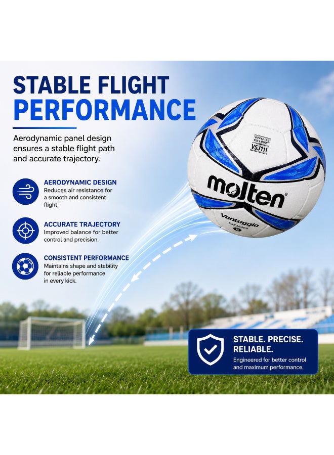 molten Vantaggio Football Size 5 Training & Match Soccer Ball – White/Blue - Image 4