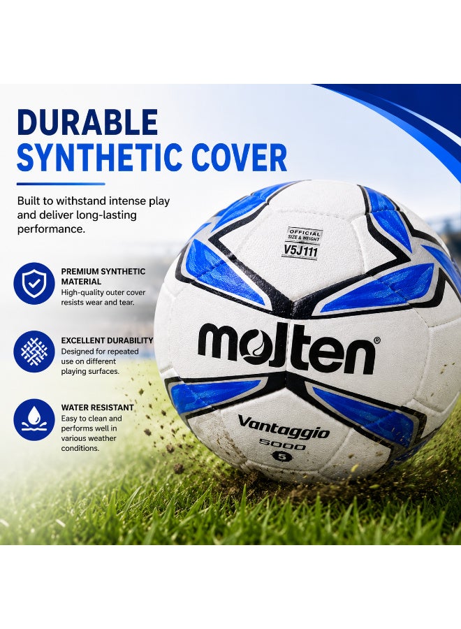 molten Vantaggio Football Size 5 Training & Match Soccer Ball – White/Blue - Image 3