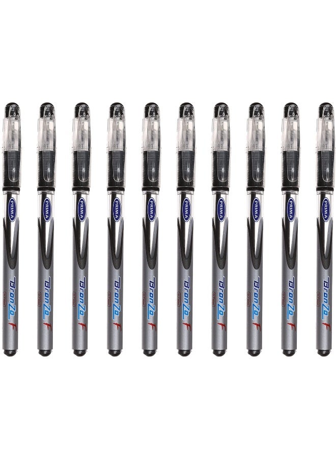 بريما عبوة من 10 أقلام حبر جاف من بريما برونزو - أسود رفيع (عبوتان). - Image 1