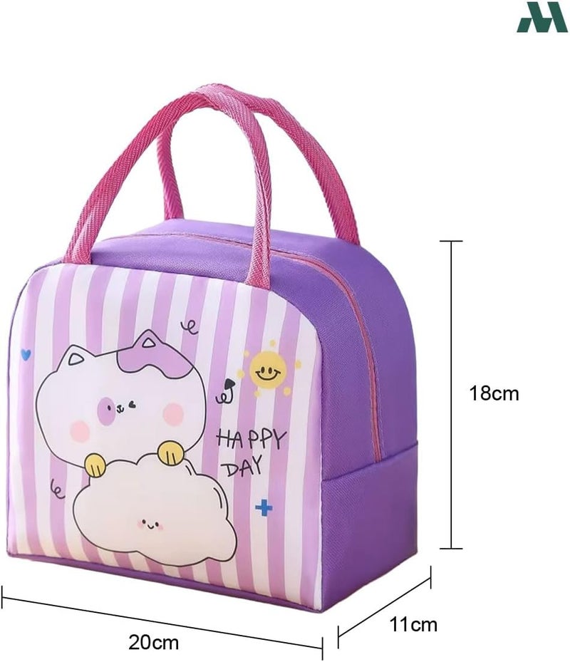 Mobcos Cat Line Purple Large Capacity Insulated Lunch Bag | Waterproof & Stain-Resistant Meal Tote with Advanced Temperature Retention | Durable Polyester Lunch Bag for Office & School - Image 2