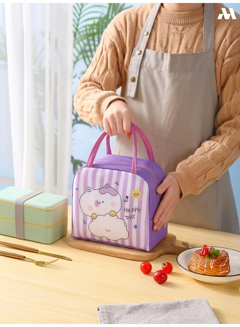 Mobcos Cat Line Purple Lunch Bag Mobcos Cat Line Purple Large Capacity Insulated Lunch Bag | Waterproof & Stain-Resistant Meal Tote with Advanced Temperature Retention | Durable Polyester Lunch Bag for Office & School  | Best Price UAE