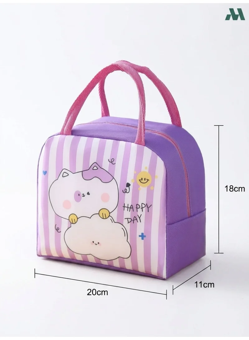 Mobcos Mobcos Cat Line Purple Large Capacity Insulated Lunch Bag | Waterproof & Stain-Resistant Meal Tote with Advanced Temperature Retention | Durable Polyester Lunch Bag for Office & School