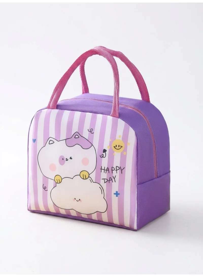 Mobcos Mobcos Cat Line Purple Large Capacity Insulated Lunch Bag | Waterproof & Stain-Resistant Meal Tote with Advanced Temperature Retention | Durable Polyester Lunch Bag for Office & School