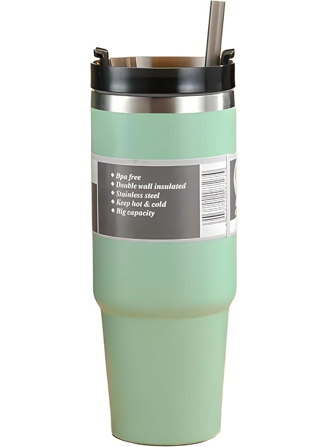 BS B&S Vacuum Insulated Bottle | Leak-Proof 3-Way Lid | BPA-Free Tumbler Flask Bottle | 304 Stainless Steel Insulated Double Wall | 12 Hours Hot and Cold Water Bottle | Vacuum Flask 900ML (Green) - Image 1