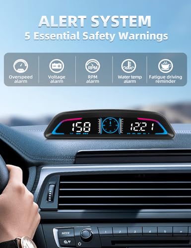 MAIMEIMI OBD2 Speedometer for Car Digital with Time, Speed, Mileage, RPM, Volt, Water Temp, Overspeed, Fatigued Driving Alert LCD Screen OBD2 Guage Display for Car Head Up Display HUD for Most 2008+ Sedan Cars - Image 4