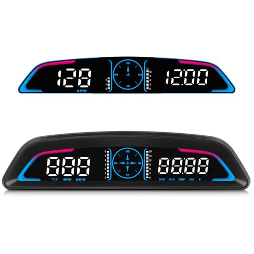 MAIMEIMI OBD2 Speedometer for Car Digital with Time, Speed, Mileage, RPM, Volt, Water Temp, Overspeed, Fatigued Driving Alert LCD Screen OBD2 Guage Display for Car Head Up Display HUD for Most 2008+ Sedan Cars - Image 1