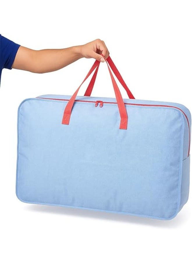 Generic - Jumbo Waterproof Storage Bag with Zipper and Handles for Laundry, Bedding, Clothes, Moving, Shopping, Foldable Organizer Bag for Travel and Home Use, 70 x 50 x 30cm (Light Blue) - Image 1