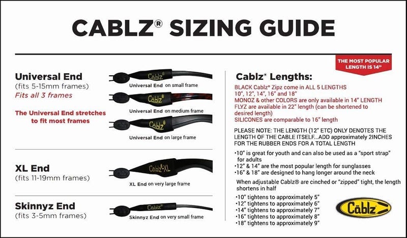 Cablz حامل نظارات قابل للتعديل من Zipz | قابل للتعديل، خفيف الوزن، منخفض الارتفاع، حزام حامل نظارات خارج الرقبة | أسود - Image 4