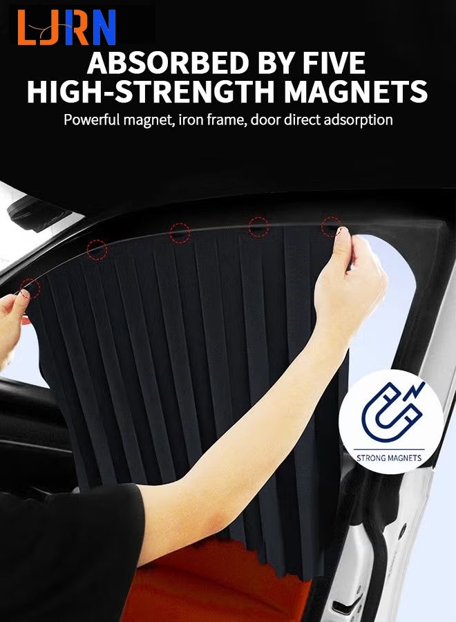 LJRN Car Window Shades,2 Pcs Car Curtains Window Covers Interior Full Priavcy Protection, Car Rear Window Sun Shades,Privacy Magnetic Black Covers Car Curtains,Car Interior - Image 5