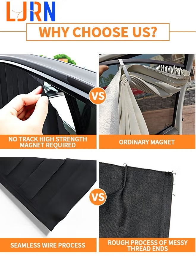 LJRN Car Window Shades,2 Pcs Car Curtains Window Covers Interior Full Priavcy Protection, Car Rear Window Sun Shades,Privacy Magnetic Black Covers Car Curtains,Car Interior - Image 4