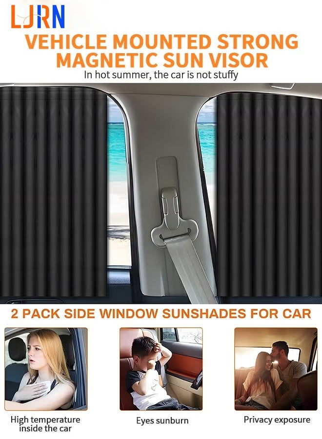 LJRN Car Window Shades,2 Pcs Car Curtains Window Covers Interior Full Priavcy Protection, Car Rear Window Sun Shades,Privacy Magnetic Black Covers Car Curtains,Car Interior - Image 3