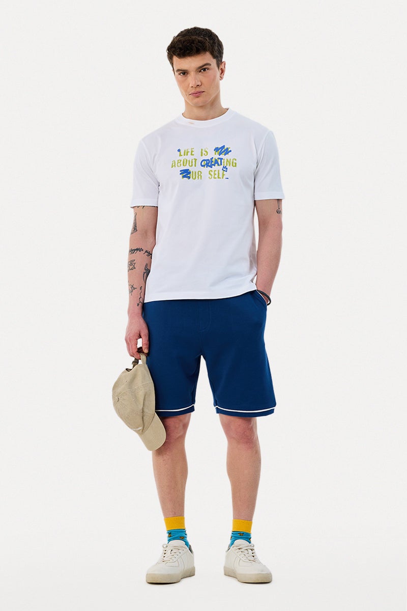 SNITCH Blue Solid Regular Fit Shorts - Image 2