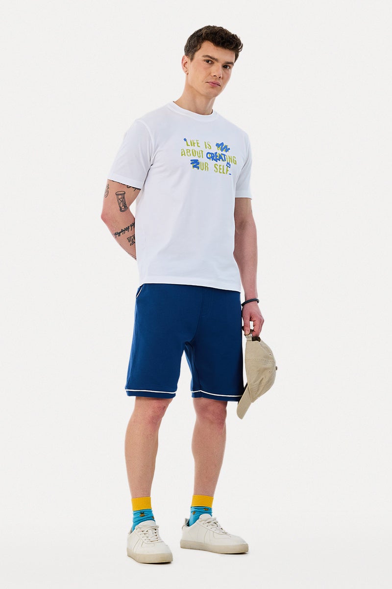 SNITCH Blue Solid Regular Fit Shorts - Image 3