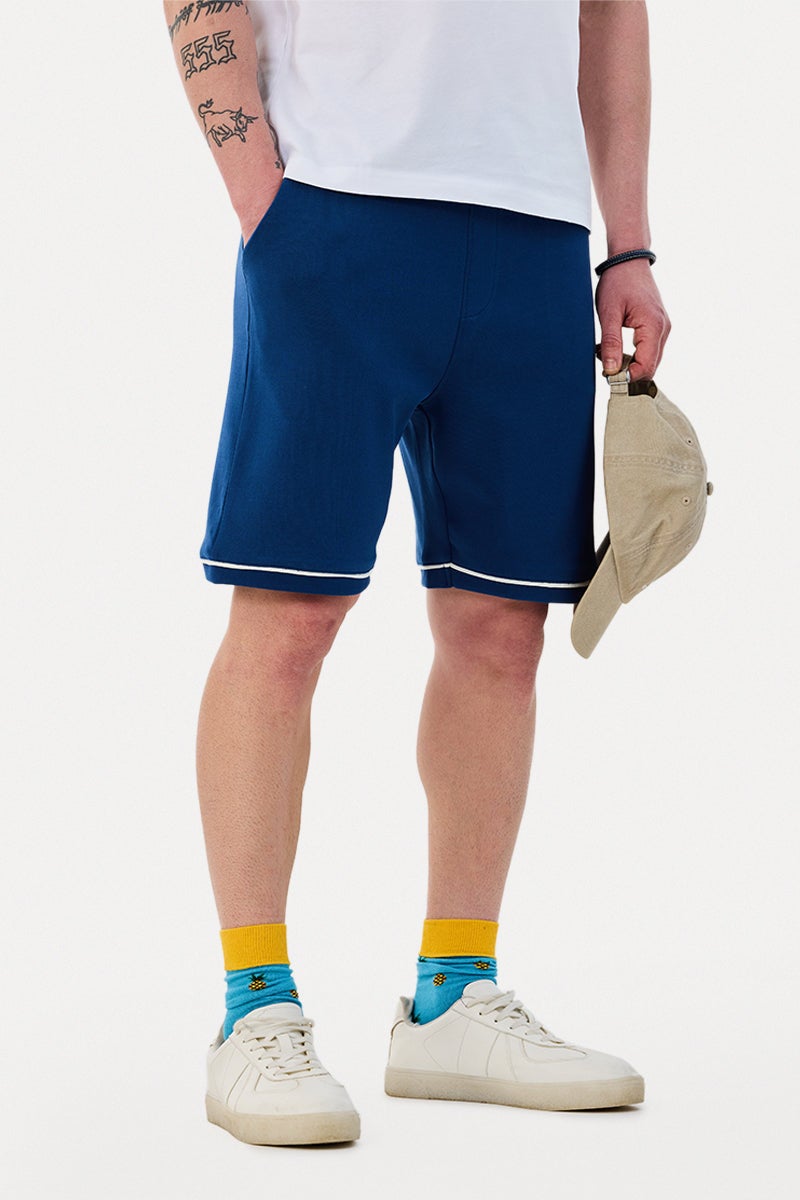 SNITCH Blue Solid Regular Fit Shorts - Image 1