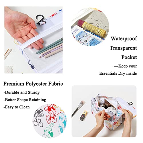 Finex Mickey Colorful Cartoon in White Background Toiletry Shower Bag with Handle and Hanging Hook for Travel Skincare Cosmetic Makeup Tools - Image 5