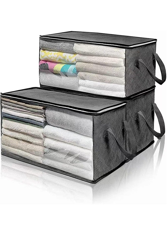 3 Pcs Large Capacity Sized Bags Clothes Storage Bag Organizers Durable and Space Saver with See Through Wind Thick Fabric for Blanket Comforter Clothing Bedding - Image 1