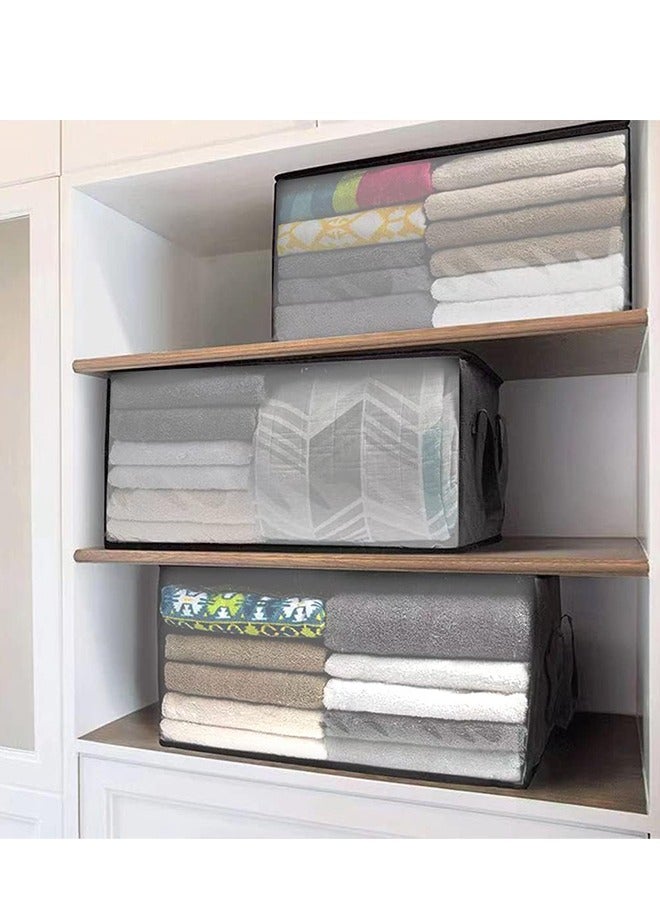3 Pcs Large Capacity Sized Bags Clothes Storage Bag Organizers Durable and Space Saver with See Through Wind Thick Fabric for Blanket Comforter Clothing Bedding - Image 2