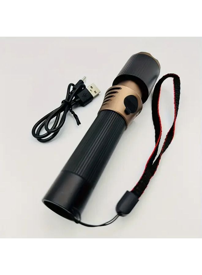 Portable Black Aluminum Alloy Flashlight 2000 Lumens Durable Shockproof 1200mAh - Image 1