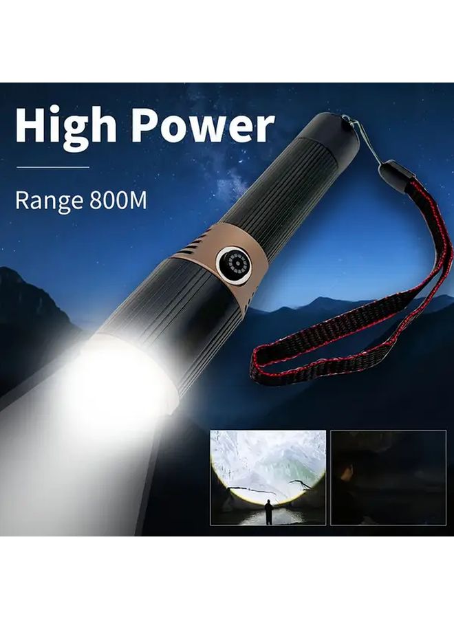 Portable Black Aluminum Alloy Flashlight 2000 Lumens Durable Shockproof 1200mAh - Image 4