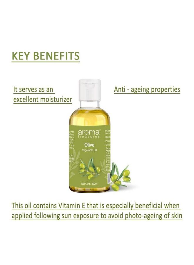 Aroma Treasures Olive Vegetable Oil With Vitamin E For Skin Care (200Ml) - Image 4