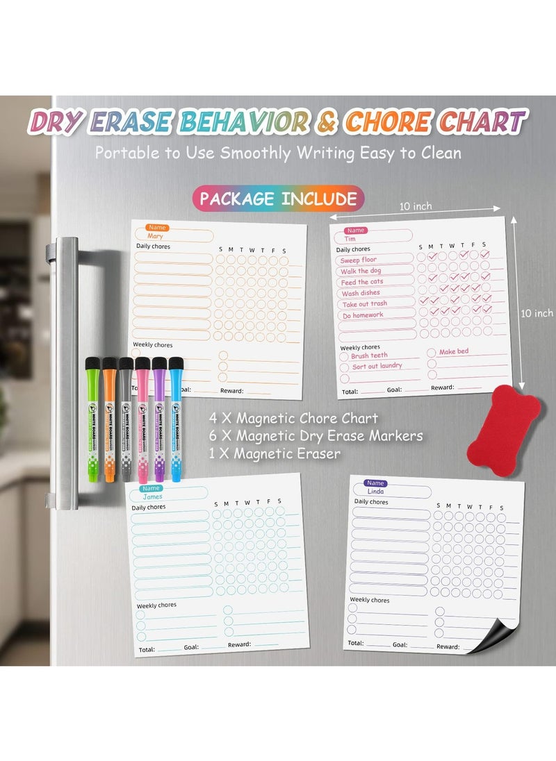 CMGTYYD Magnetic Chore Chart, 4 Pcs Black Board Dry Erase Behavior Charts, 6 Colored Markers with Eraser Caps, one magnetic eraser for Multiple Kids Teens Adults Family, Chores Chart for Kids  - Image 2