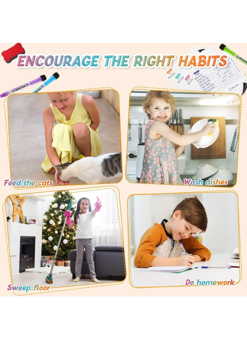 CMGTYYD Magnetic Chore Chart, 4 Pcs Black Board Dry Erase Behavior Charts, 6 Colored Markers with Eraser Caps, one magnetic eraser for Multiple Kids Teens Adults Family, Chores Chart for Kids  - Image 3