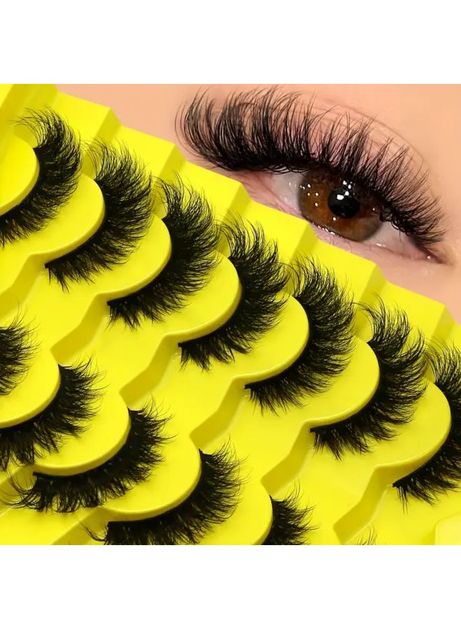 7 Pairs Full Strip False Eyelashes EA01 Thick Cat Eye With Fluffy Curl Natural Volume - Image 1