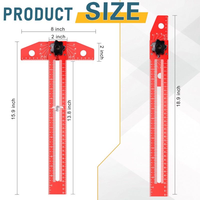 ETCYAOXIN Woodworking Scriber Marking Line Rulerï¼ŒAdjustable Aluminum Alloy Sliding T-Square Rulerï¼ŒPrecision Line Drawing with Angle Adjustment, Tool for Engineering, Architecture ï¼ŒDesign Drawing - Image 5