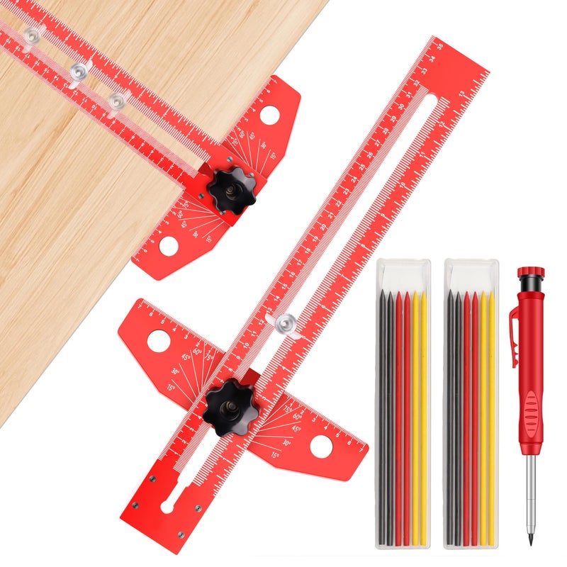 ETCYAOXIN Woodworking Scriber Marking Line Rulerï¼ŒAdjustable Aluminum Alloy Sliding T-Square Rulerï¼ŒPrecision Line Drawing with Angle Adjustment, Tool for Engineering, Architecture ï¼ŒDesign Drawing - Image 1