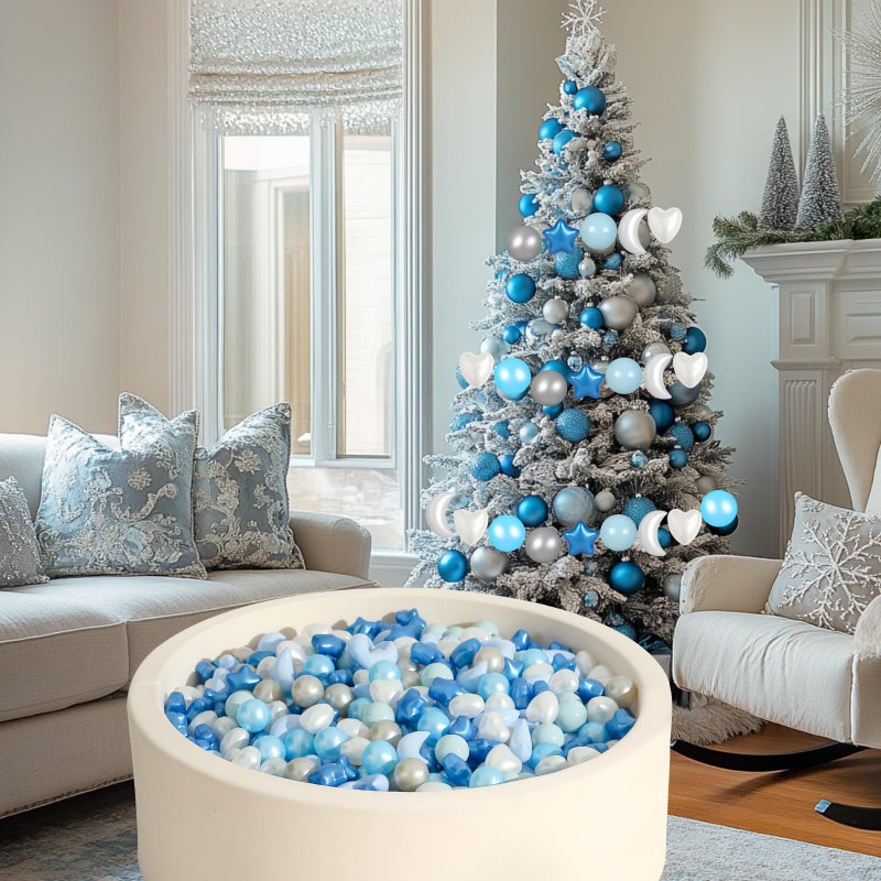 Trendplay Star Ball Ball Balls 100 قطعة مجموعة: مزيج نابض بالحياة من الأشكال - مزيج أشكال النجوم للأطفال المثالية للحفلات Playtime Pearl Blue+Pearl Light+Gray+White - Image 2