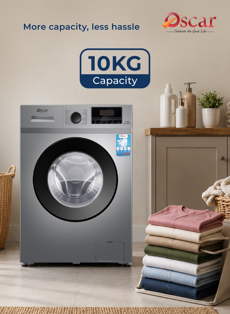OSCAR 10KG Front Load Washing Machine | 16 Wash Programs, Inverter BLDC Motor, 1400 RPM & 5 Star Energy Saving, 16 Programs, Extremely Low Noise, Steam Care Hygiene,, Autosense & Fully Automatic Washer, Grey - OFL10KGS | 2 Year Warranty - Image 5