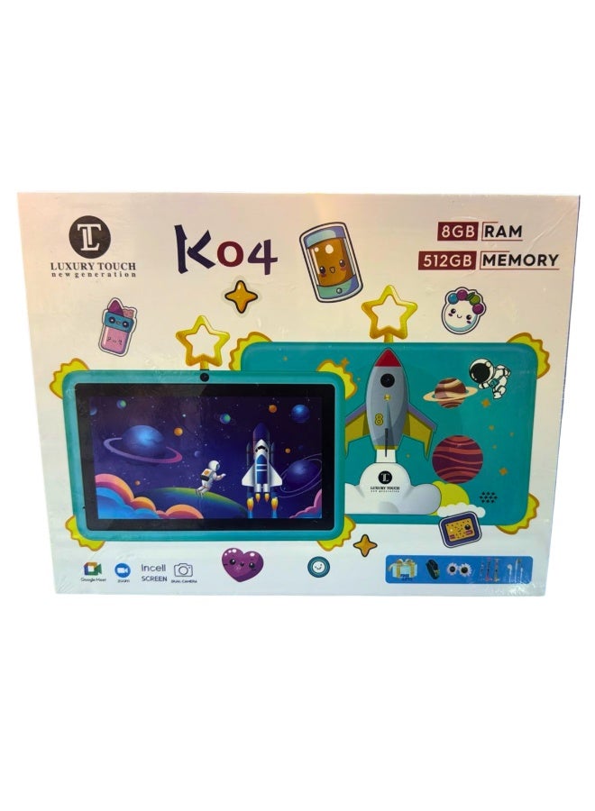 Luxury Touch K04 Android Kids Tablet Mega Bundle - 512GB Storage, 8GB RAM - Includes Free Gifts: Watch, Stationery & Earphone