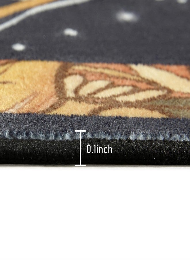 Ouyattle Washable Mystical Luna Moth Rugs Ultra Thin, Boho Moody Black Floral Aesthetic Bedroom Rugs Vintage Hippie Celestial Trendy Indie Dorm Rug, Retro Cute 5x7 Area Rug for Dining Living Room Entryway - Image 5