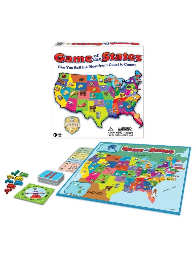 Winning Moves Game of The States with 1970's Original Artwork, by Winning Moves Games USA, Children's Pick Up and Deliver Game, for 2 to 4 Players, Ages 8 and up - Image 1