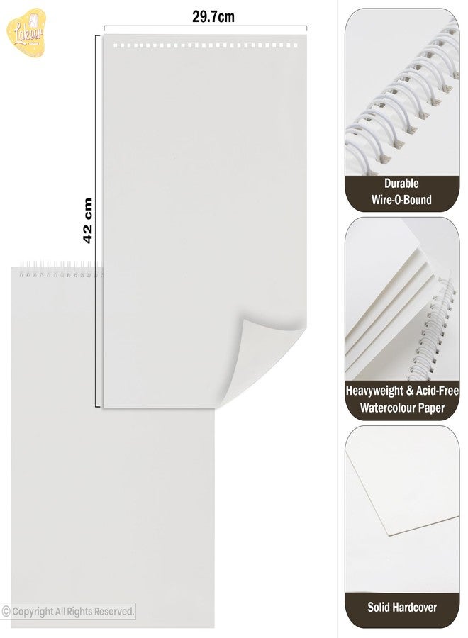 Lakeer Watercolor Wire-O Sketchbook - A3 Size | Cold-Pressed Watercolor Paper with Cotton-25 Sheets (50 Pages), 250 GSM | Mixed Media, for Artist-(Acid Free) - Image 2