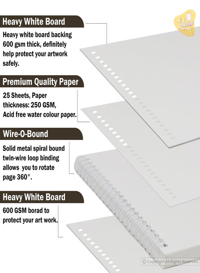 Lakeer Watercolor Wire-O Sketchbook - A3 Size | Cold-Pressed Watercolor Paper with Cotton-25 Sheets (50 Pages), 250 GSM | Mixed Media, for Artist-(Acid Free) - Image 4